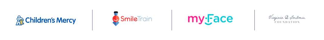 Logos of our national sponsors: Smile Train, myFace, Children's Mercy Kansas City, and the Virginia Toulmin Foundation